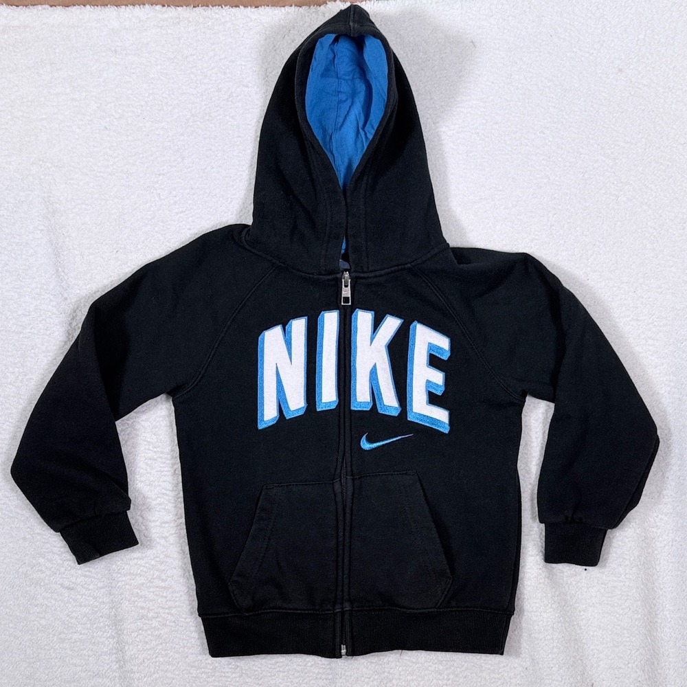 Nike Kids Hooded Full Zip Fleece Blue Hoodie Jacket Sweatshirt Size 7 2137-023